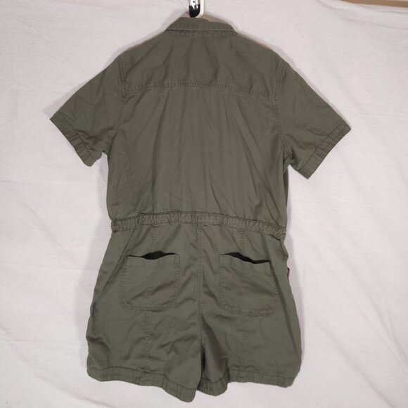 1008Old Navy Utility Romper Womens XL Green Short Sleeve Button Front Casual - Picture 2 of 11